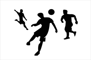 Set of isolated vector silhouettes, Soccer players, group of footballers.