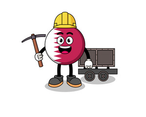 Mascot Illustration of qatar flag miner