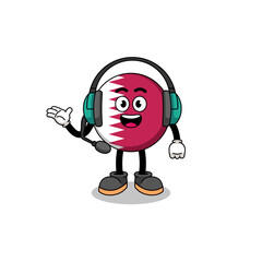 Mascot Illustration of qatar flag as a customer services