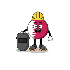 Mascot of qatar flag as a welder