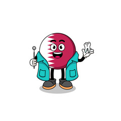 Illustration of qatar flag mascot as a dentist