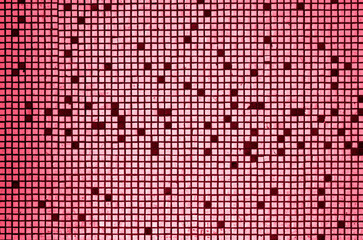 Outdoor wall textured mosaic tile as background. viva magenta.