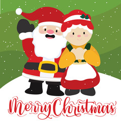 Santa & Mama Claus. Lovely Couple. Editable Vector