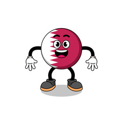 qatar flag cartoon with surprised gesture