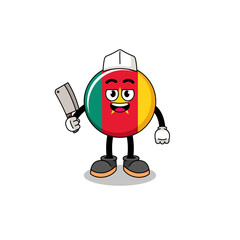Mascot of cameroon flag as a butcher
