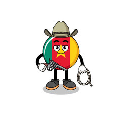 Character mascot of cameroon flag as a cowboy