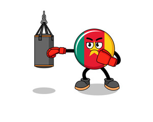 Obraz na płótnie Canvas Illustration of cameroon flag boxer