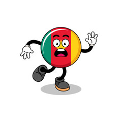 slipping cameroon flag mascot illustration