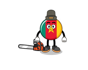 cameroon flag illustration cartoon as a lumberjack