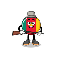 Cartoon Illustration of cameroon flag hunter