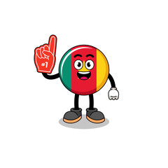 Cartoon mascot of cameroon flag number 1 fans