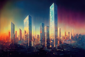 Fototapeta premium cityscape glass skyscrapers 1