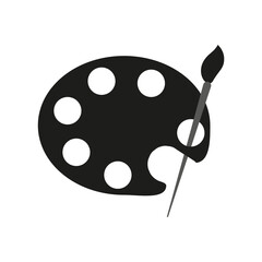 Black watercolor paints brush icon. Concept art. Vector illustration. Stock image.