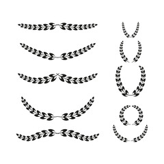black wreaths elements. Plant floral design. Vintage frame logo. Certificate design. Vector illustration. Stock image.