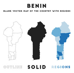 Benin map. Borders of Benin for your infographic. Vector country shape. Vector illustration.