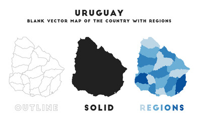 Uruguay map. Borders of Uruguay for your infographic. Vector country shape. Vector illustration.