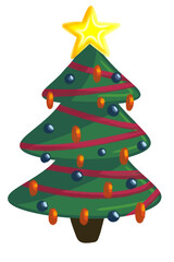 painted Christmas tree on a white background