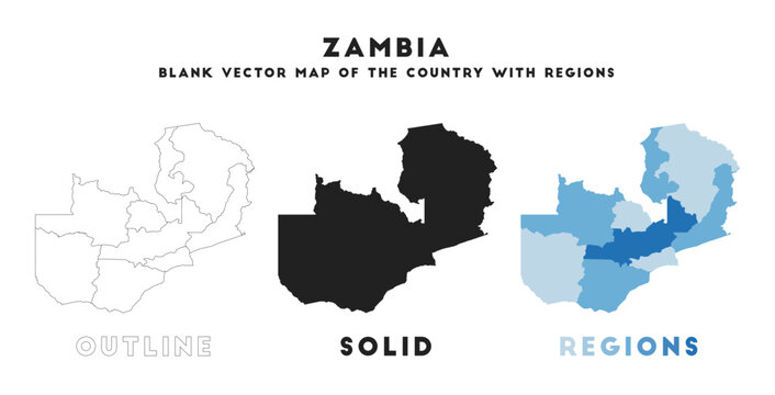 Zambia map. Borders of Zambia for your infographic. Vector country shape. Vector illustration.