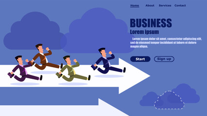 Business people who run to develop themselves to success. Business competition. Website design or landing web page. Business Concept. Vector illustration