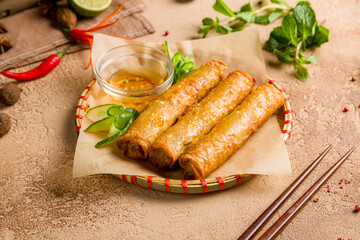 fried Spring Roll with pork and vegetables , Vietnamese Food
