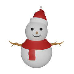 snowman with santa hat 3D modeling