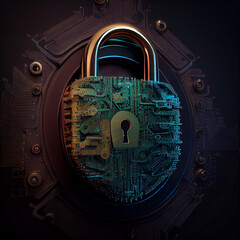 Fototapeta Cybersecurity digital security rendering obraz