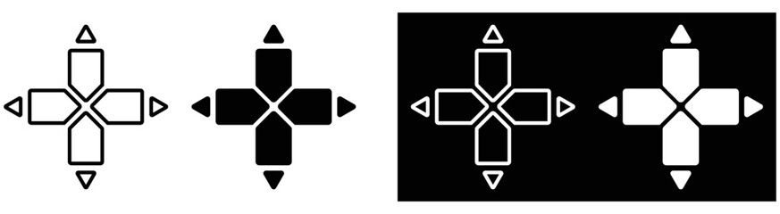 direction button joystick icon set. style symbol on game controller console, vector illustration © Vriezel