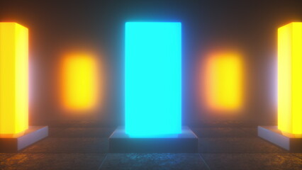 Floor with neon. Computer generated 3d render