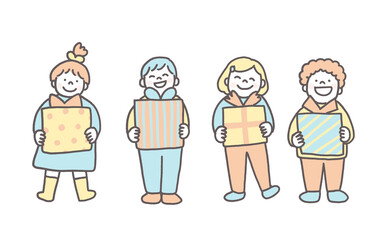 プレゼントと笑顔の子供たち