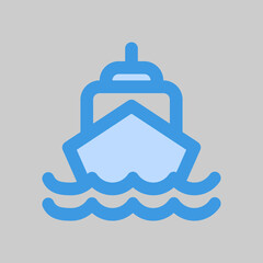 Ship icon in blue style about travel, use for website mobile app presentation