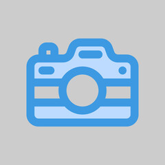 Camera icon in blue style about travel, use for website mobile app presentation