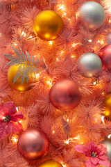 Fototapeta na wymiar Beautiful decoration on Christmas tree in Hong Kong