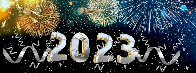 2023 3d Realistic Merry Christmas and Happy New Year 2023 greeting card 