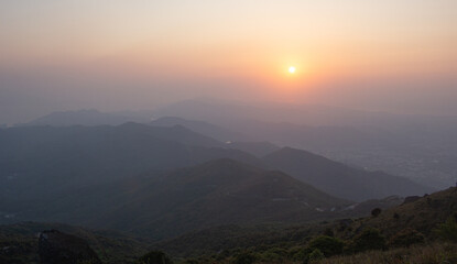 Sunset at Tai Mo Shan - the highest mountain in Hong Kong