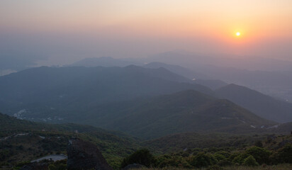 Sunset at Tai Mo Shan - the highest mountain in Hong Kong