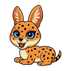 Cute serval cat cartoon sitting