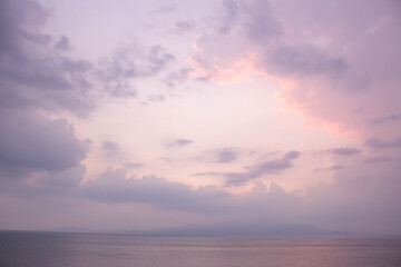 Naklejka na ściany i meble Beautiful sunset over the sea at Uto, Kumamoto, Japan. Copy space