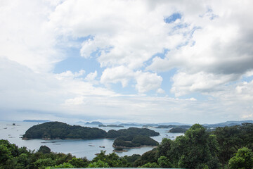 Obraz premium Panoramic view of Kujukushima (Ninety Nine Island) in Summer, Nagasaki, Kyushu, Japan