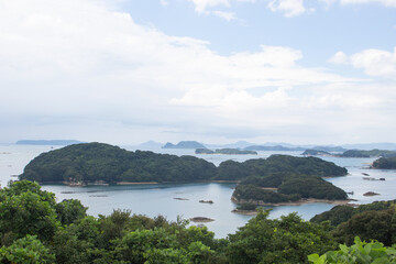 Panoramic view of Kujukushima (Ninety Nine Island) in Summer, Nagasaki, Kyushu, Japan