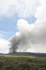 Mount Aso - Aso Volcano, active volcano in Kumamoto, Kyushu, Japan. Vertical image.