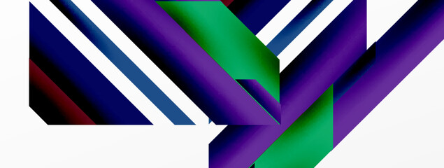 Minimal geometric abstract background. Dynamic 3d lines composition. Trendy techno business template for wallpaper, banner, background or landing