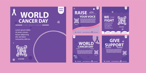 social media post template world cancer day to commemorate world cancer day on february 4th with vector eps 10 format