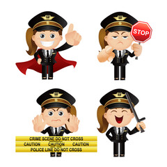 set of policeman characters in different poses