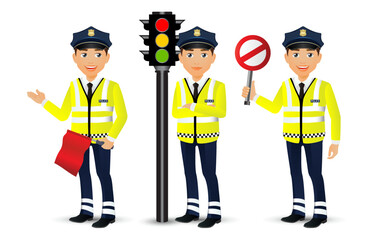 set of policeman characters in different poses