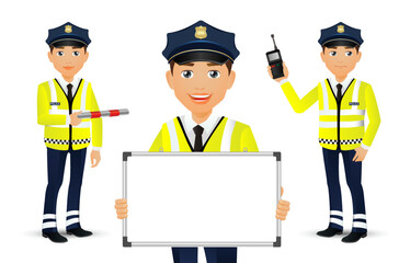 set of policeman characters in different poses