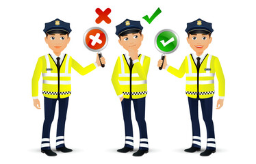 set of policeman characters in different poses