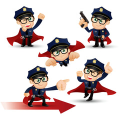 set of policeman characters in different poses