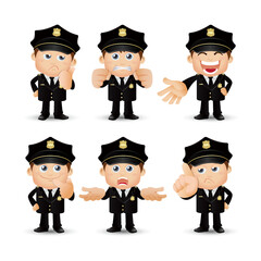 set of policeman characters in different poses