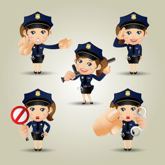 Cute policeman with different poses