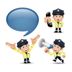 Cute policeman with different poses